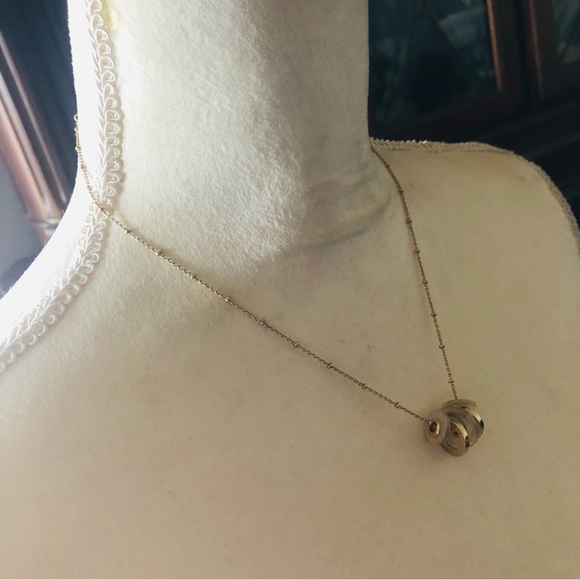 Anne Klein gold and iridescent disc necklace - Picture 3 of 11